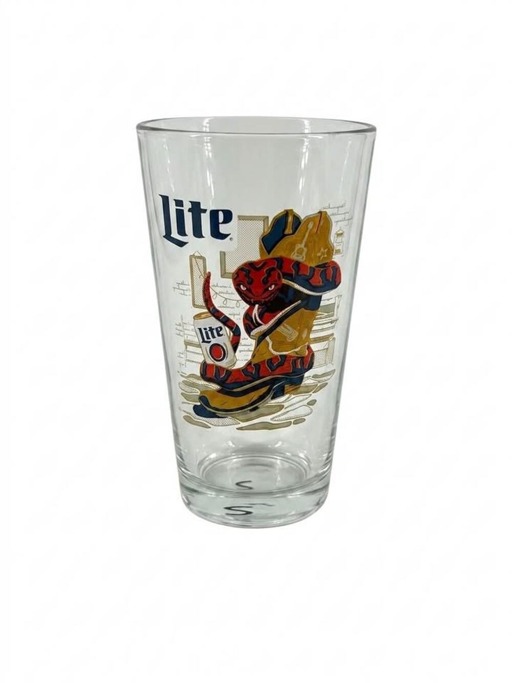 Miller Lite "Texan From The Start" Rattlesnake Cowboy Boot Pint Beer Glass 16 oz